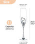 Silver Creative Heart Set with Diamonds Champagne Flutes - Wedding Glasses for Bride & Groom